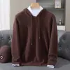 Sudadera con capucha de lana de visón para hombre, suéter de punto de moda para otoño e invierno, camisa base versátil suelta y casual con capucha