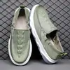 Sapatos Masculinos 2025 Verão Respiráveis Antiderrapantes Modernos Versáteis Sapatos de Tecido Old Beijing Slip-on Preguiçoso Casuais de Lona