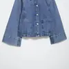 Chaqueta corta de mezclilla marca Z AliExpress, popular prenda exterior transfronteriza europea y americana para mujer, azul, otros estilos dulces y frescos ZA