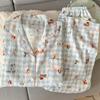 Pijama Pronto de Tamanho Grande para Mulheres da Marca, Primavera e Outono, Manga Longa, Dachshund Fofo, Roupa de Casa Xadrez para Estudantes, Conjunto de Duas Peças
