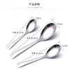 Colher de Aço Inoxidável, Colher de Sopa de Fundo Plano, Colher de Refeição para Estudantes Estilo Japonês e Coreano, Colher de Utensílio de Hotel Estilo Palácio, Colher de Talher Ocidental com Cabeça Quadrada