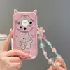 Adequado para Huawei Mate60 Honor X40 Capa de Celular Completa Nova9 Coelho Rosa Branco Fofo Creme com Pulseira 50Se