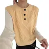 Chaleco de mujer para exteriores, nueva colección de otoño 2026, chaleco de punto en capas, suéter de punto trenzado sin mangas, moderno y elegante