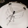 Collar de Perlas con Lazo de Diamantes Multicapa para Mujer Cadena de Clavícula Simple Retro Francesa Atmósfera de Lujo Puro Otoño e Invierno