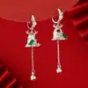 "Jingle Bells" Brincos de Atmosfera Natalina Esmalte Vermelho Contas de Gota de Óleo Brincos de Luxo Brincos