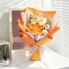 Buquê de rosa de lã de produto acabado transfronteiriço, ornamento decorativo de flor artificial de crochê de tulipa tricotado à mão, item de presente