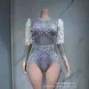 Cantante Dj Elástico Ajustado Diamante Perla Mono Gogo Adulto Nuevo Disfraz de Actuación Femenino Transfronterizo Estilo Caliente Europeo y Americano