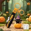 Llavero luminoso de Halloween con forma de alborotador, bonito accesorio para bolso, hebilla colgante con borde cruzado, llavero de linterna de calabaza, regalo