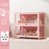 Vitrina de Cristal Rosa para Guardar y Exhibir Artículos, Vitrina a Prueba de Polvo, Armario de Almacenamiento, Vitrina para Figuras