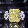 Amazon Explosiones Joyería Lujo Anillo de Zirconia Diamante Cuadrado de 10*14mm Regalo del Día de San Valentín Accesorios R7345