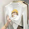 Blusa base casual de fleece para meninas, coleção outono/inverno 2026, gola alta, mangas compridas, camada interna quente para meninas pequenas