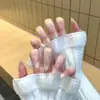 Parches de Manicura Hechos a Mano para Otoño e Invierno, Uñas Postizas, Uñas Largas, Blanqueamiento 10 Piezas de Uñas Portátiles Ojo de Gato de Cristal, Gama Alta