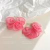Pendientes de Flor de Gasa Super Hada Suaves Estilo Niche Exagerado Temperamento Estilo Vacaciones Pendientes Estilo Coreano Pendientes Versátiles Sentido de Alta Gama