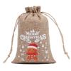 Bolsa de lino navideña, traje, paquete de regalo de dulces navideños, bolsillo con cordón, bolsa de tela pequeña