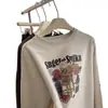 Sudadera de forro polar con estampado retro americano y cuello redondo para mujer, otoño e invierno 2026, corte holgado, disimula imperfecciones corporales, estilo coreano, top pullover versátil