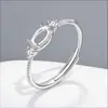 Anillo de plata de ley maciza S925, base vacía plana de 4x6 mm, para montar DIY, calcedonia, jadeíta, estilo minimalista vintage, anillo con cuenta redonda texturizada