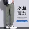 Pantalones de Verano Nuevos para Hombre de Seda de Hielo Fina para Aire Acondicionado Marca de Tendencia Deportivos de Moda Joggers Versátiles Casuales Cómodos Largos