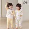 Conjunto de Top de Manga Larga y Pantalones de Otoño para Niños Ropa Interior Separada Infantil Algodón Puro Pijamas de Bebé Ropa de Casa de Manga Larga para Niñas de Primavera y Otoño