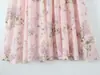 Vestido de Chifón Rosa con Abertura de Longitud Media para Mujer Fengchun Europeo y Americano 2025 7500
