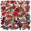 50 Peças de Adesivos de Pétalas de Rosa Vermelha Retrô Flores Naturais Realistas Material para Caderno de Recortes Suitcase Tablet Stickers DIY