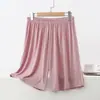 Calça de pijama de modal para mulheres, caimento solto de verão, plus size, calça de casa de verão, shorts de segurança simples de cor sólida