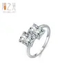 Anillo de Plata de Ley 925 Estilo Nuevo Europeo y Americano Lujoso Incrustado con Circonita de Partícula Grande Rectangular Anillo de Tendencia de Alta Gama para Mujer