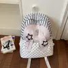 Nova mochila escolar simples estilo japonês transfronteiriça, fresca e fofa com bolinhas, mochila de alto valor estético para alunos do ensino fundamental, médio e médio