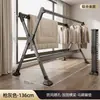 Perchero plegable de pie para uso doméstico en balcón o interiores, tendedero de doble barra de acero inoxidable engrosado para edredones, perchero multifuncional de almacenamiento