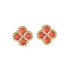 Brincos de Zircônia Rosa Pink de Trevo de Quatro Folhas com Zircônias Full Diamond, Estilo Exclusivo de Nicho, Brincos Versáteis e de Alto Padrão para Mulheres