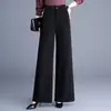 Calça Wide Leg Feminina Nova para Primavera e Outono de 2026, Cintura Alta, Solta, Emagrecimento, Cor Sólida, Simples e Versátil, Calça Reta com Caimento, Tendência