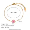 Estilo Ins Europeo y Americano Personalizado Creativo Estilo Fresco Joyería Acero Inoxidable Chapado en Oro de 18K Esmalte Rosa Diente de Sierra Pétalo Pulsera para Mujer
