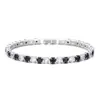 Pulsera de Tenis de Moda Plateada sobre Cobre Europea y Americana, 4 mm Zirconia Negra y Blanca, Completamente Incrustada con Diamantes para Mujer, Joyería Popular de Exportación