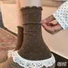 Meias 100% Algodão Meias Femininas Outono e Inverno Novo Estilo Meias Femininas de Cano Médio Florzinhas Casuais Versáteis Início do Outono Retrô Meias Largas