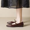 Weiwei Girl 821-3 Zapatos Individuales Vintage Franceses para Mujer Zapatos Planos Camelia Boca Baja Suela Suave con Mary Jane