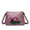 Bolsa Feminina 2026 Estilo Chinês Estampa de Lótus Bolsa Transversal Grande Capacidade Elegante Bolsa de Ombro Único para Mãe e Sogra