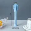 Cuchillo, Tenedor y Cuchara Portátil Tres en Uno de Paja de Trigo Vajilla Estilo Camping al Aire Libre Vajilla Occidental Cuchillo y Tenedor para Bistec con Impresión de Logo