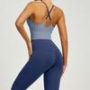 Estilo Europeu e Americano Transfronteiriço Mesmo Estilo Nude Escovado Sexy Costas Bonitas Cintura Alta Roupas de Yoga Esportes Corrida Fitness Conjunto de Roupas de Yoga
