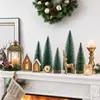 Decoraciones navideñas mini árbol de Navidad adorno de escritorio pequeño abeto nevado árbol decorativo para oficina en casa mesa de comedor
