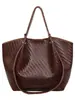 Bolso Tote Transfronterizo Retro de Gran Capacidad Estilo Coreano de Moda Bolso de Hombro Único Tejido de Alta Gama Diario Casual para el Trabajo Bolso de Axila
