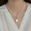 Accesorios de Collar de Perlas de Agua Dulce Naturales para Mujer, Cadena para Clavícula, Cadena de Cuello con Colgante Barroco de Lujo Ligero de Nicho Joyería