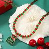 Colar de Natal Europeu e Americano Novo Moda Choker de Contas Redondas Vermelhas e Verdes Pingente de Liga Presente de Feriado para Meninas e Melhores Amigas