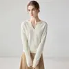 Nuevo Suéter de Cachemir Suave y Holgado para Mujer, 100% Cachemir Puro, Cuello en V, Media Botonadura, Otoño 2026
