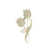 Broche de Tulipa Pérola Cravejado de Diamantes Broche de Casaco Europeu e Americano de Alta Qualidade Corsage de Liga de Strass para Mulheres Venda por Atacado
