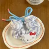 Elástico de Cabelo Scrunchie Verão Fresco Azul e Branco de Bolinhas Doce Menina Rabo de Cavalo Laço de Cabelo Renda Corda de Cabelo Acessório de Cabelo Elástico