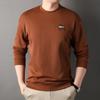 2024 Primavera e Outono Algodão Camiseta de manga comprida Moda Masculina Letras Bordadas Gola Redonda Pulôver Bonito do Pai Top Moderno