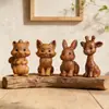 Talla de Madera Natural Dorada de Animales Pequeños, Artesanías de Madera, Adornos para Gabinetes de Vino, Decoraciones de Escritorio, un Regalo Imprescindible
