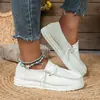 Comercio Exterior Talla Grande Verano 2025 Zapatos Planos con Cordones Lona Zapatos Casuales Punta Redonda Talla Grande Zapatos Planos Estampado de Leopardo Slip-On