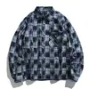 Ru Meng Tendencia de Moda Retro Japonesa Camisa a Cuadros Hombres Mujeres Otoño Holgada Pareja Casual Versátil Camisa Chaqueta