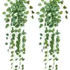 Colgante de Pared de Potos Simulada Transfronterizo de Amazon Rattan Perenne Simulada Decoración del Hogar Cesta Colgante de Planta Verde Colgante de Pared de Flor Artificial