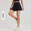Ropa de yoga para mujeres petite, abertura lateral doble, minifalda anti-exposición, silueta en A, cintura alta, control de abdomen, práctico bolsillo interior
